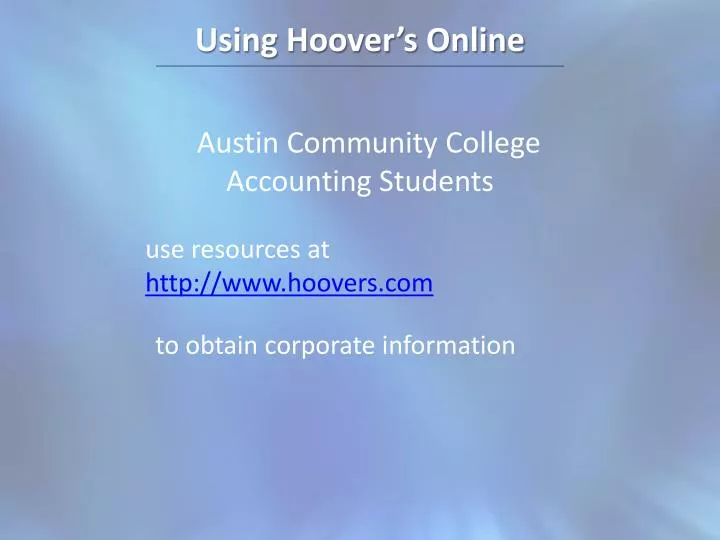 using hoover s online