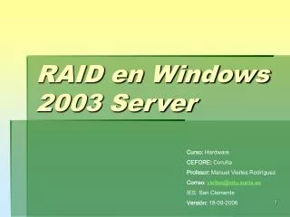 raid en windows 2003 server