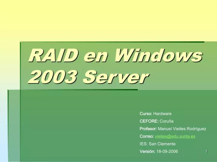 raid en windows 2003 server