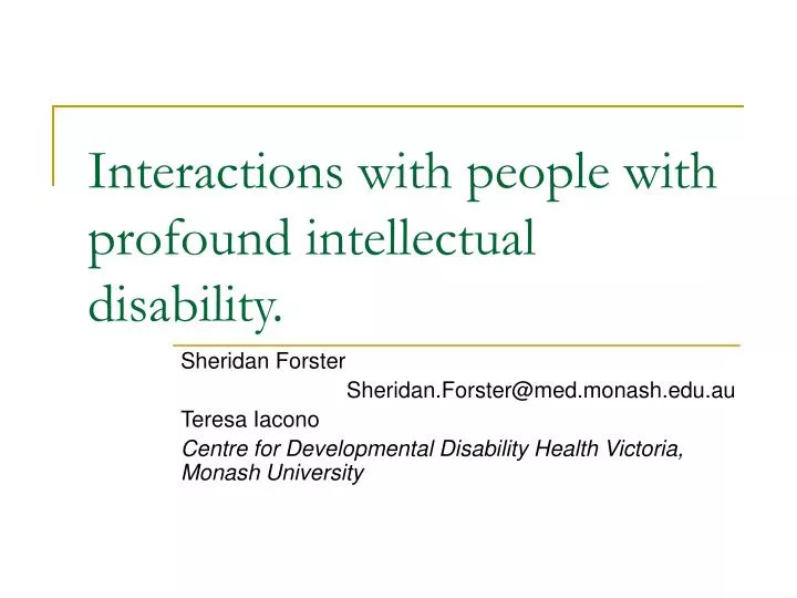 interactions with people with profound intellectual disability