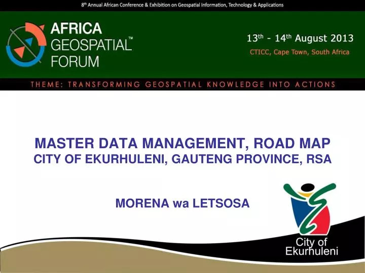 master data management road map city of ekurhuleni gauteng province rsa