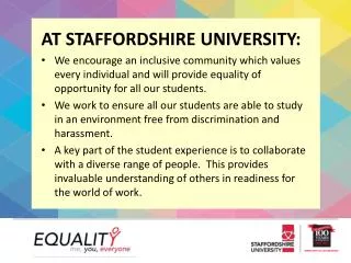 AT STAFFORDSHIRE UNIVERSITY: