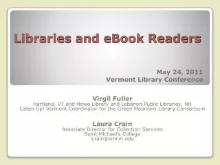 Libraries and eBook Readers