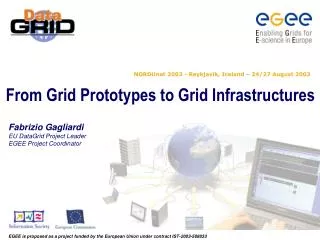 Fabrizio Gagliardi EU DataGrid Project Leader EGEE Project Coordinator