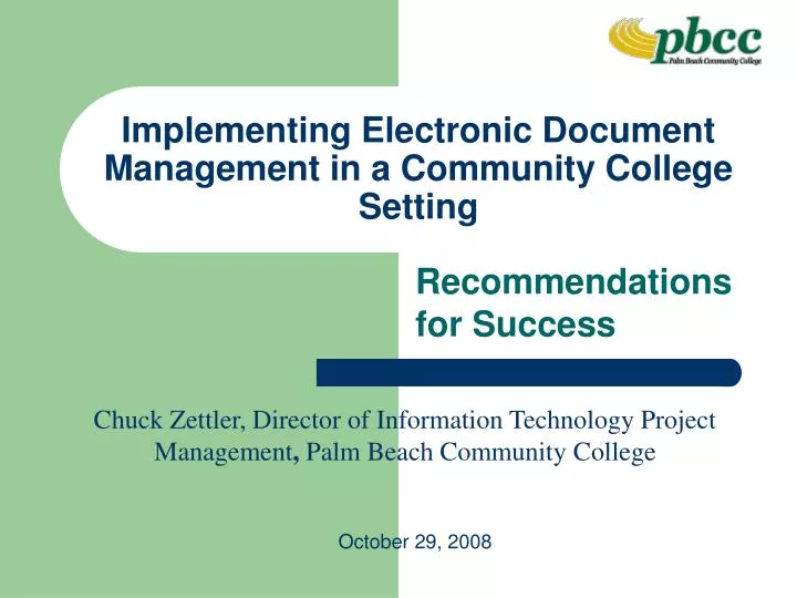 implementing electronic document management in a community college setting