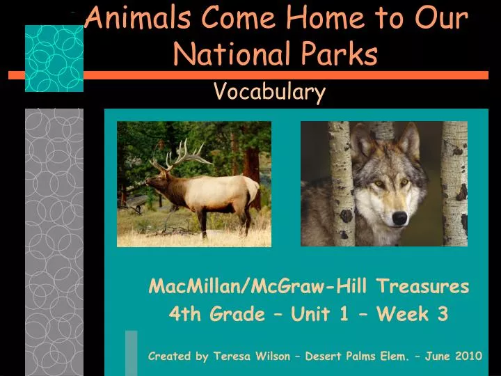 animals come home to our national parks