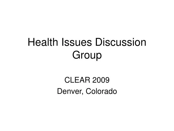 health issues discussion group