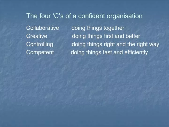 the four c s of a confident organisation