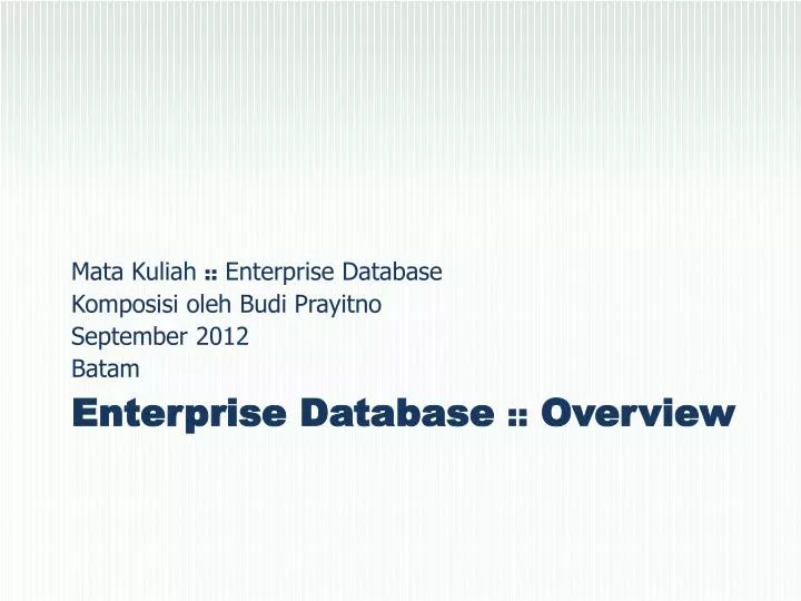 enterprise database overview