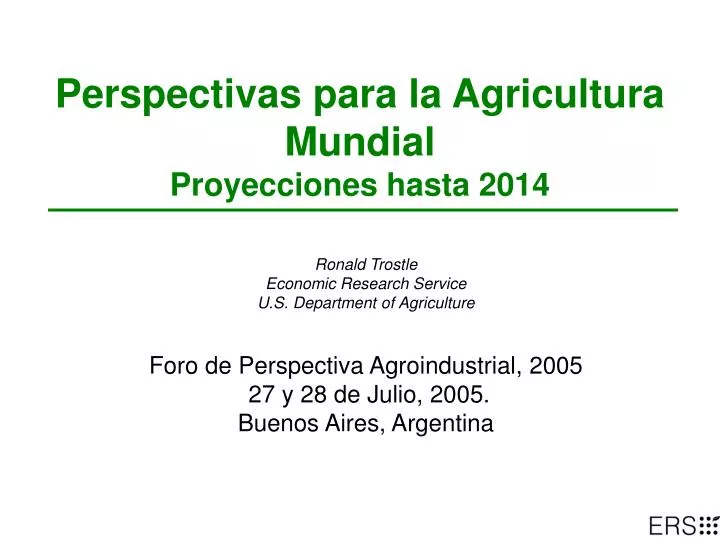 perspectivas para la agricultura mundial proyecciones hasta 2014