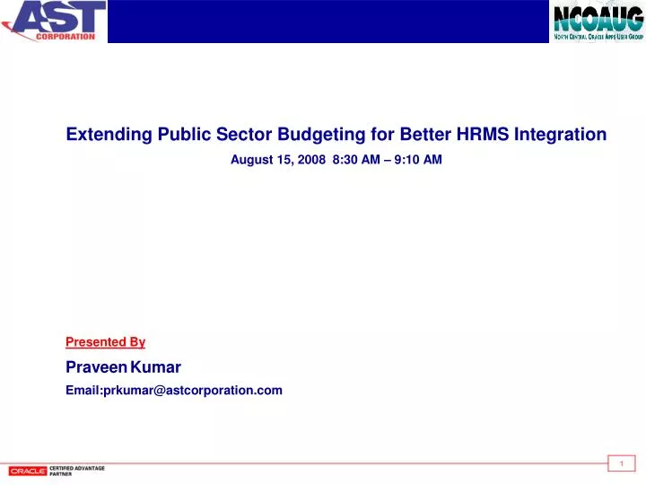 extending public sector budgeting for better hrms integration august 15 2008 8 30 am 9 10 am