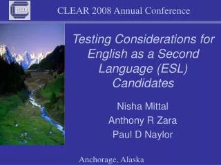 Testing Considerations for English as a Second Language (ESL) Candidates
