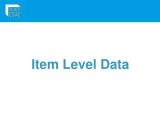 Item Level Data