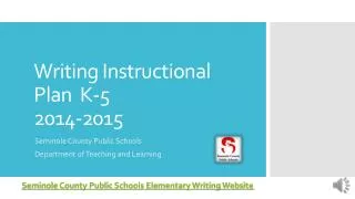Writing Instructional Plan K-5 2014-2015