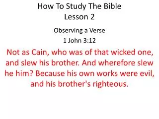 How To Study The Bible Lesson 2