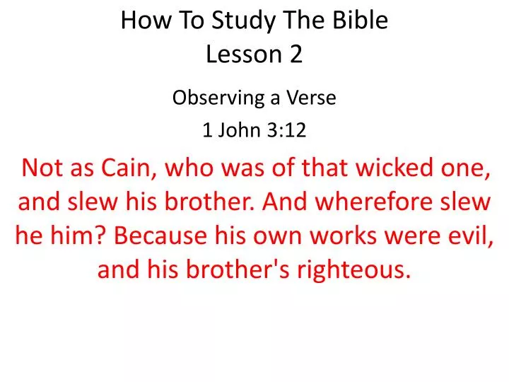 how to study the bible lesson 2