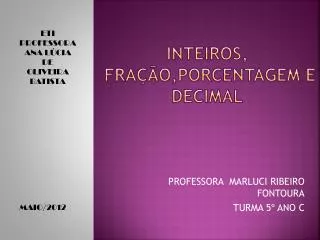 inteiros fra o porcentagem e decimal