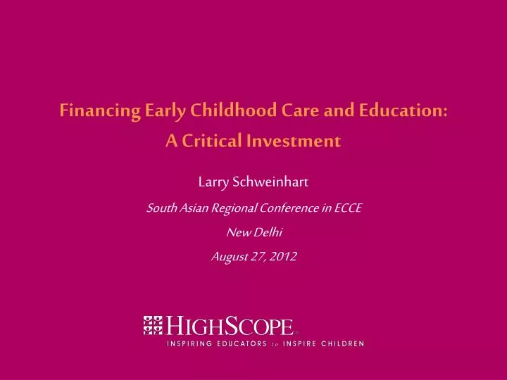 financing early childhood care and education a critical investment