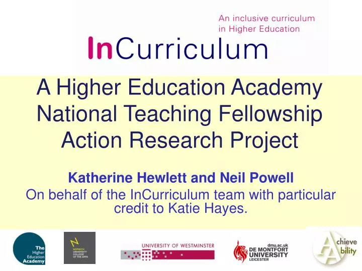 a higher education academy national teaching fellowship action research project