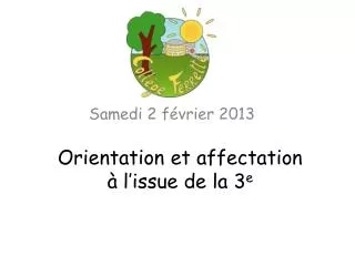 orientation et affectation l issue de la 3 e