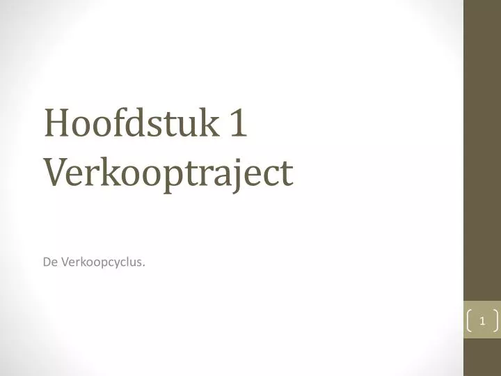 hoofdstuk 1 verkooptraject