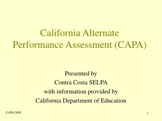 California Alternate Performance Assessment (CAPA)