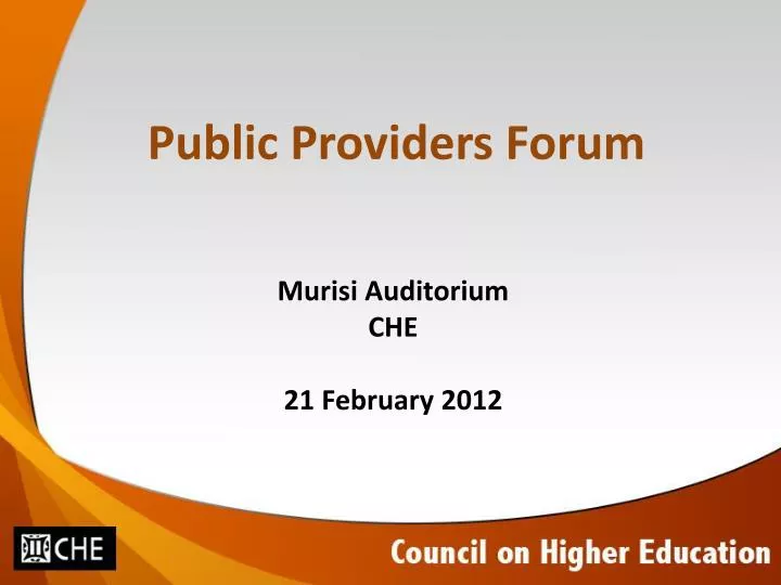 public providers forum