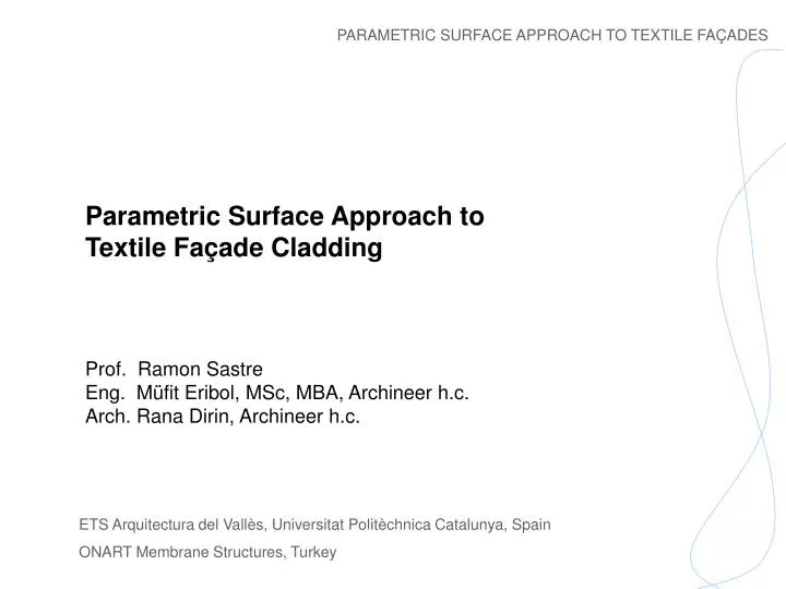 parametric surface approach to textile fa ades