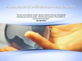 Evaluation of a Business Opportunity