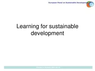 Learning for sustainable development