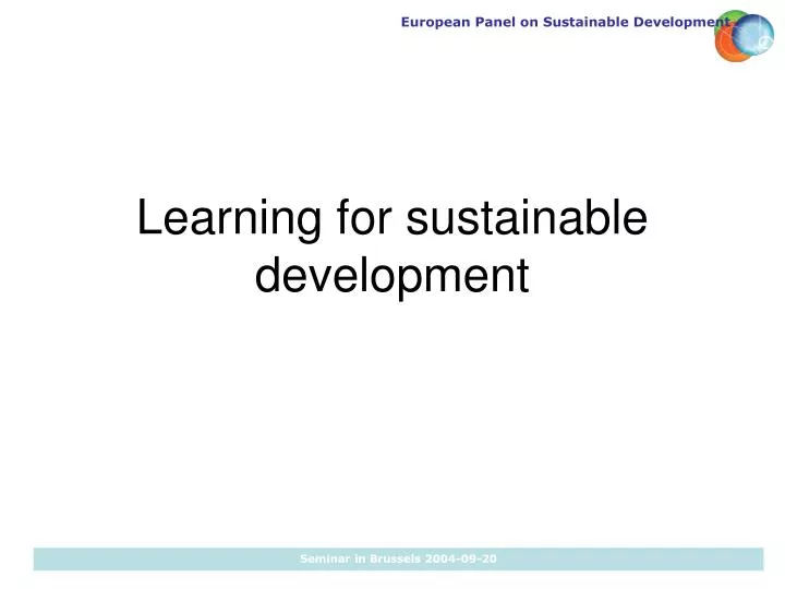 learning for sustainable development