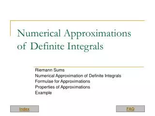 Numerical Approximations of Definite Integrals