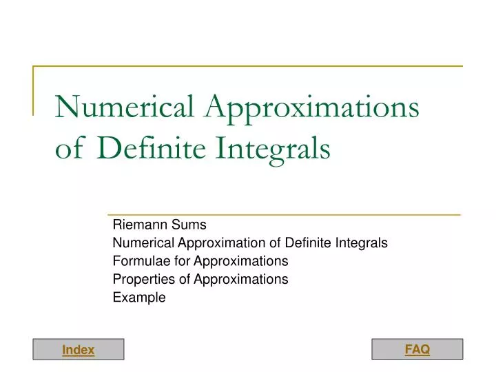 numerical approximations of definite integrals