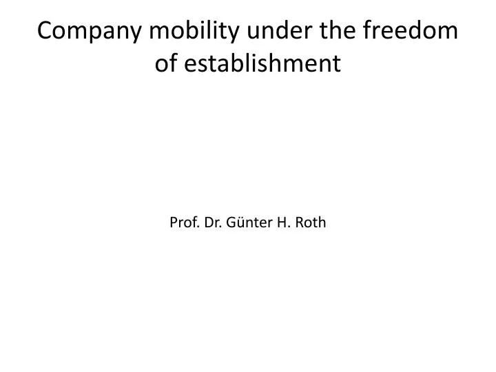 company mobility under the freedom of establishment