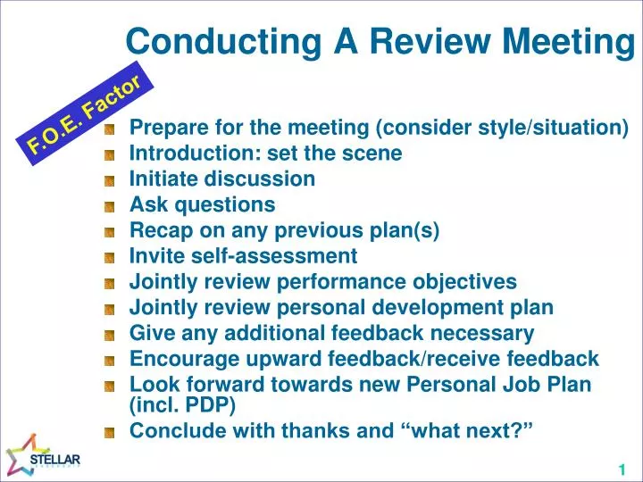 conducting a review meeting