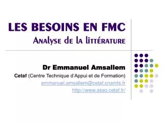 les besoins en fmc analyse de la litt rature