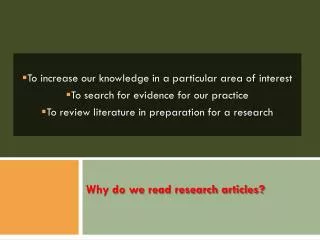 Why do we read research articles?