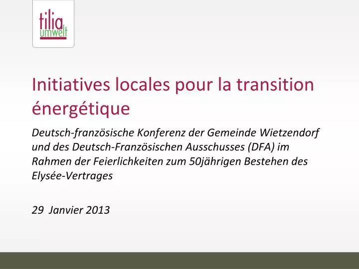 initiatives locales pour la transition nerg tique