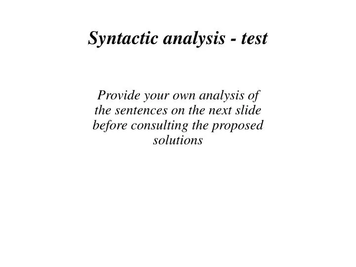 syntactic analysis test