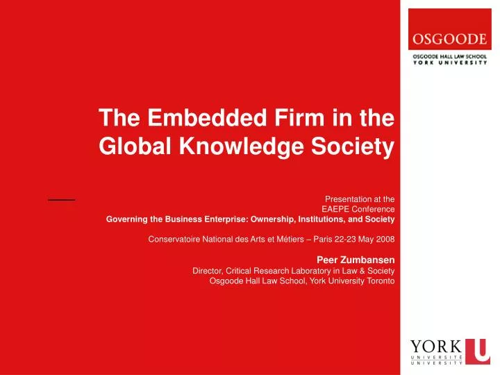 the embedded firm in the global knowledge society
