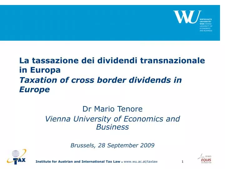 la tassazione d ei dividendi transnazionale in europa taxation of cross border dividends in europe