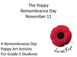 The Poppy Remembrance Day November 11