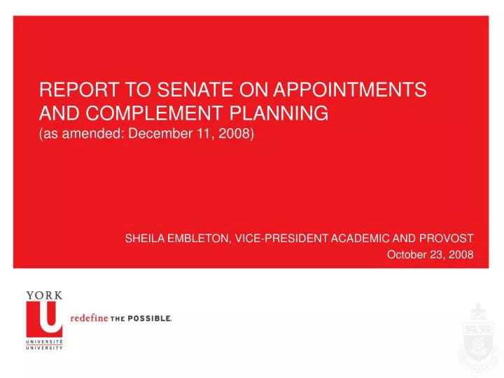 report to senate on appointments and complement planning as amended december 11 2008