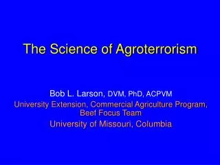 The Science of Agroterrorism
