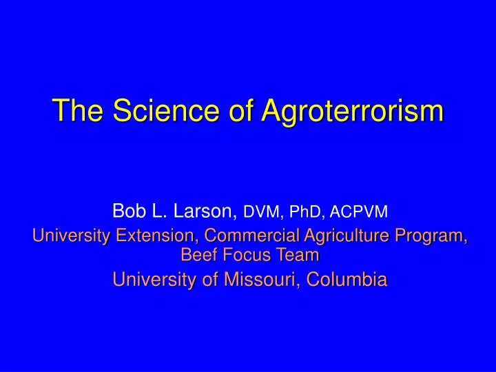 the science of agroterrorism
