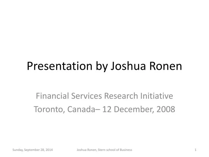 presentation by joshua ronen