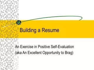 Building a Resume