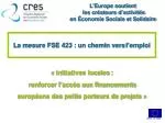 La mesure FSE 423 : un chemin vers l’emploi - slide 1