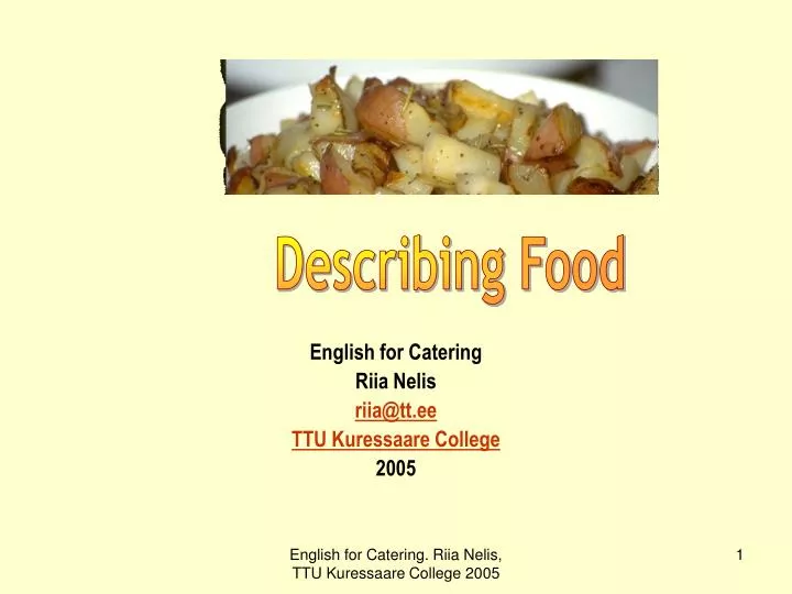english for catering riia nelis riia@tt ee ttu kuressaare college 2005