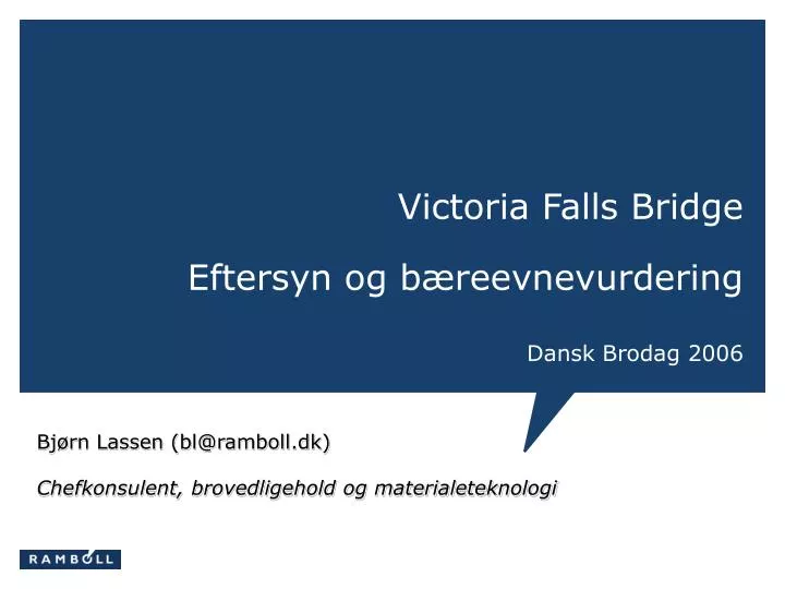 victoria falls bridge eftersyn og b reevnevurdering dansk brodag 2006